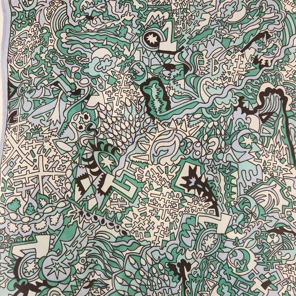 Vintage Geometric Design Rectangular Polyester Sc… - image 2